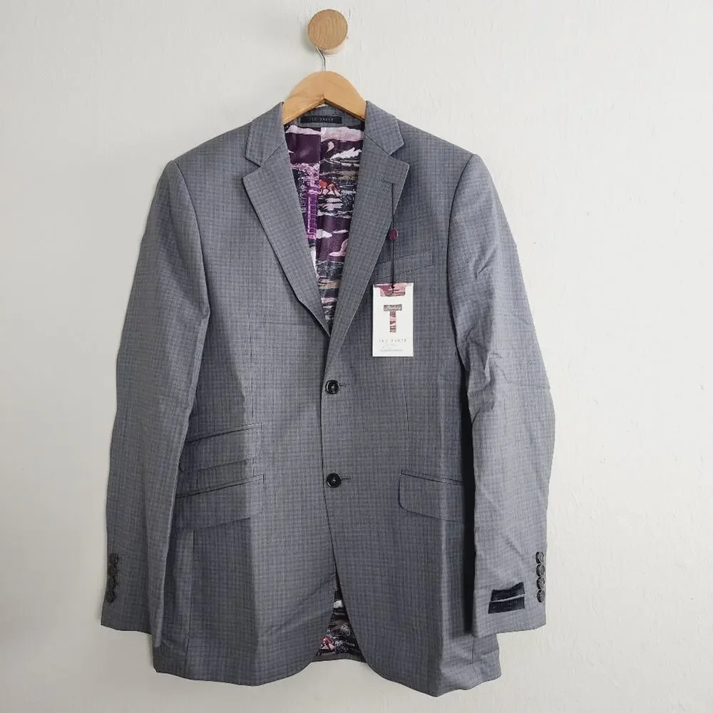 Ted Baker London Endurance Grey Check Wool Suit Jacket Blazer Sport Coat Men 36R